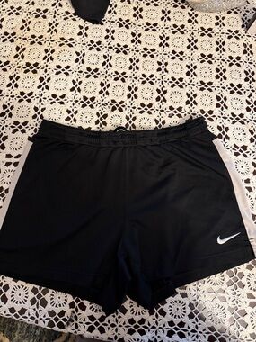 Nike Black Women's Athletic Shorts with White Side Panels
